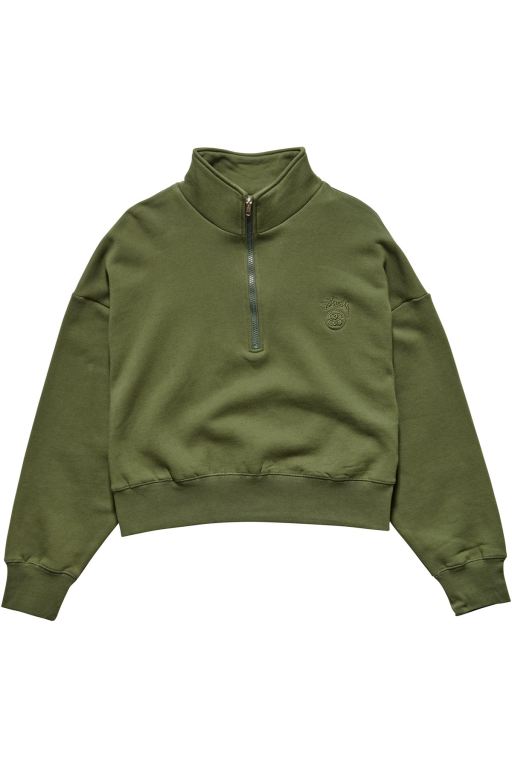 Stussy Womens Newport 1/4 Zip Fleece Sweaters Green - NJPOL1068